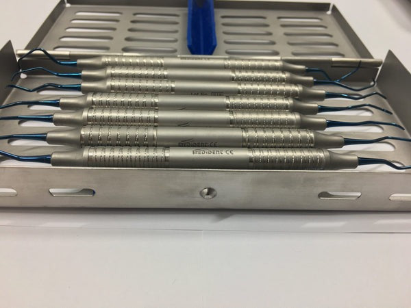 SET DI CURETTE GRACEY da 7 pezzi su manici in titanio, Fig 1-2; 3-4; 5-6; 7-8; 9-10; 11-12; 13-14 CON SCATOLA (Cod. 1013-30)