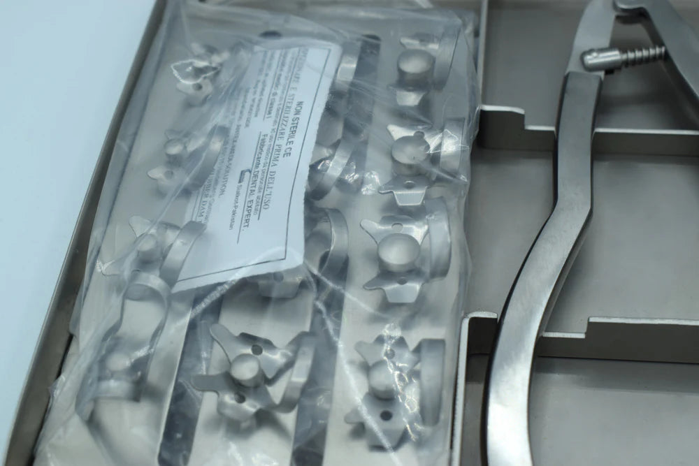 RUBBER DAM SET CLAMP N.00,0,1,3,7,8,14,212,2A,8A,12A,13A ,PUNCH, IVORY,FRAME