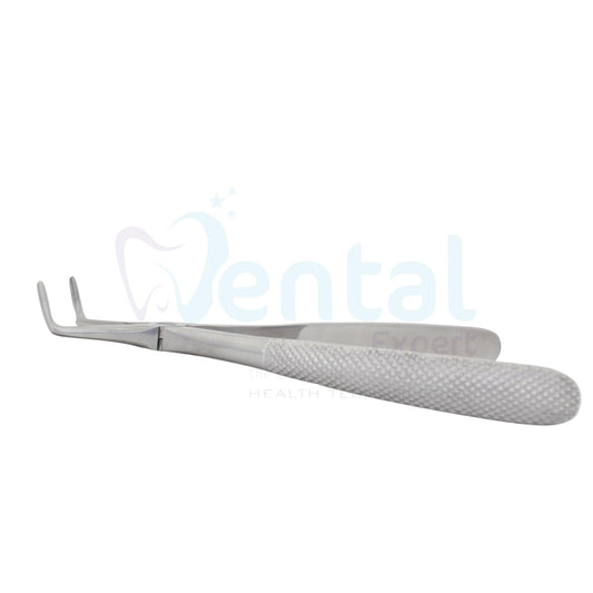FIG 45 CURVED FORCEPS FOR LOWER ROOTS WHIT SERRATED TIPS