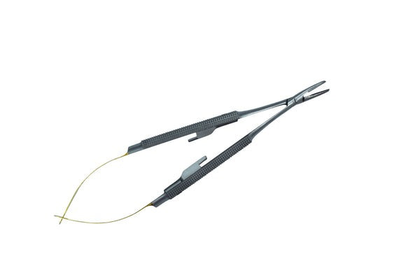 Castroviejo TC inserto Manico Tondo Curvo 14cm Ago Misura 5-0,6-0,7-0 (Cod. 1004-19.)