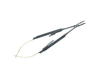 Castroviejo TC inserto Manico Tondo Curvo 14cm Ago Misura 5-0,6-0,7-0 (Cod. 1004-19.)