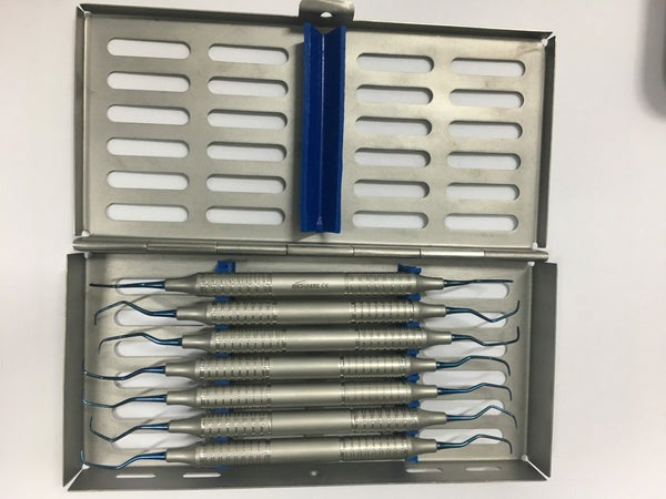 SET DI CURETTE GRACEY da 7 pezzi su manici in titanio, Fig 1-2; 3-4; 5-6; 7-8; 9-10; 11-12; 13-14 CON SCATOLA (Cod. 1013-30)