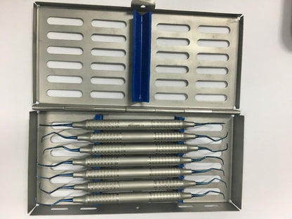 SET DI CURETTE GRACEY da 7 pezzi su manici in titanio, Fig 1-2; 3-4; 5-6; 7-8; 9-10; 11-12; 13-14 CON SCATOLA (Cod. 1013-30)