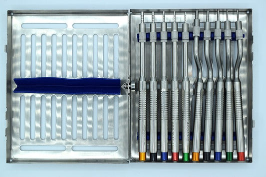 Set di Osteotomi Doppio Blocco 10 Pezzi (concavo) (COD. 1021-23)